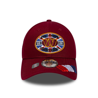 Pictured is this NFL International Series Games 2026 London Washington Commanders 9FORTY cap in dark red. 2