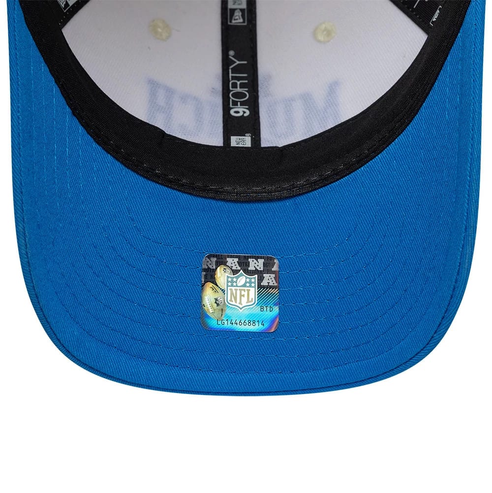 Pictured is this NFL International Series Games 2026 Munich Detroit Lions 9FORTY M-Crown cap in white & blue. 7