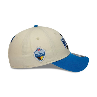 Pictured is this NFL International Series Games 2026 Munich Detroit Lions 9FORTY M-Crown cap in white & blue. 4