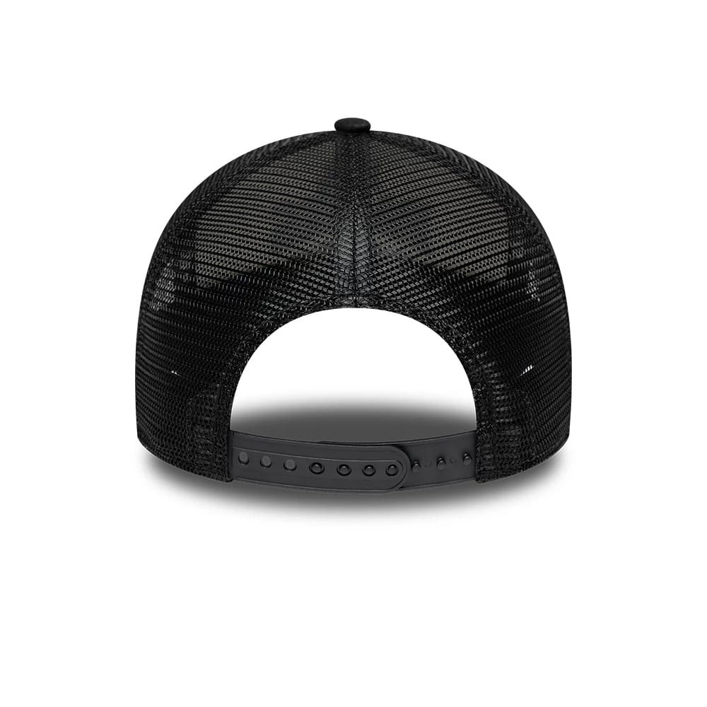 Pictured is this NFL International Series Games 2026 Paris New Orleans Saints 9FORTY A-Frame Trucker cap in black. 4
