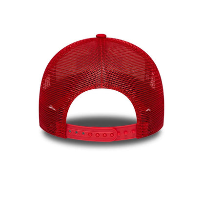 Pictured is this NFL International Series Games 2026 Madrid Atlanta Falcons 9FORTY A-Frame Trucker cap in red. 4