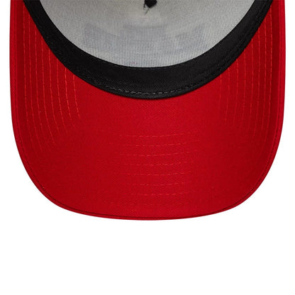 Pictured is this NFL International Series Games 2026 Madrid Atlanta Falcons 9FORTY A-Frame Trucker cap in red. 5
