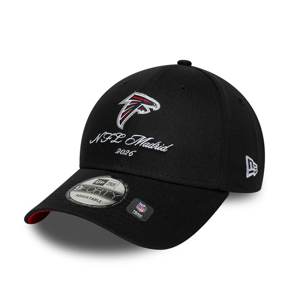 Pictured is this NFL International Series Games 2026 Madrid Atlanta Falcons 9FORTY cap in black. 4