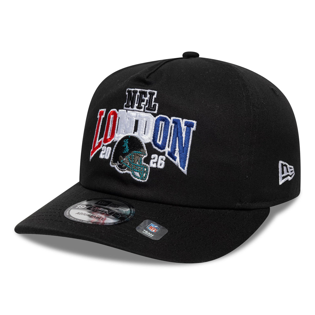 Pictured is this NFL International Games 2026 London Jacksonville Jaguars 19TWENTY cap in black. 3