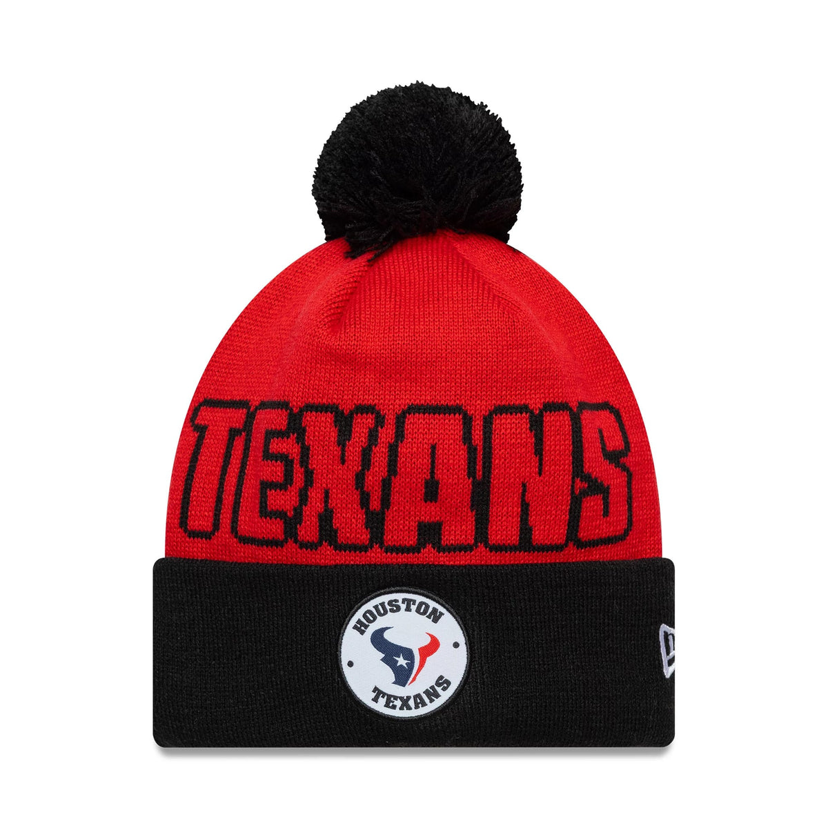 Pictured is this NFL International Series Games 2026 London Houston Texans Cuff Knit Beanie hat in red. 1