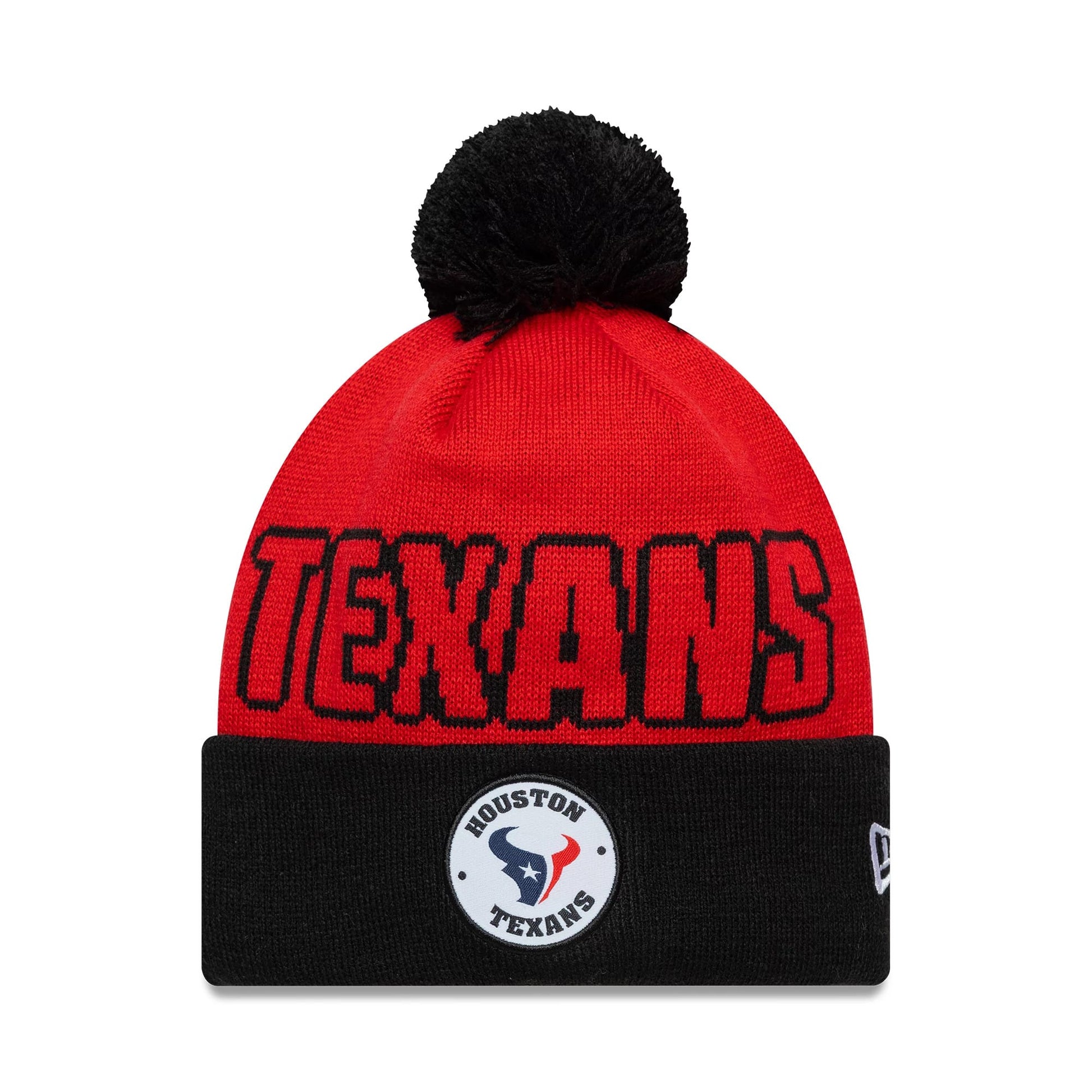 Pictured is this NFL International Series Games 2026 London Houston Texans Cuff Knit Beanie hat in red. 1