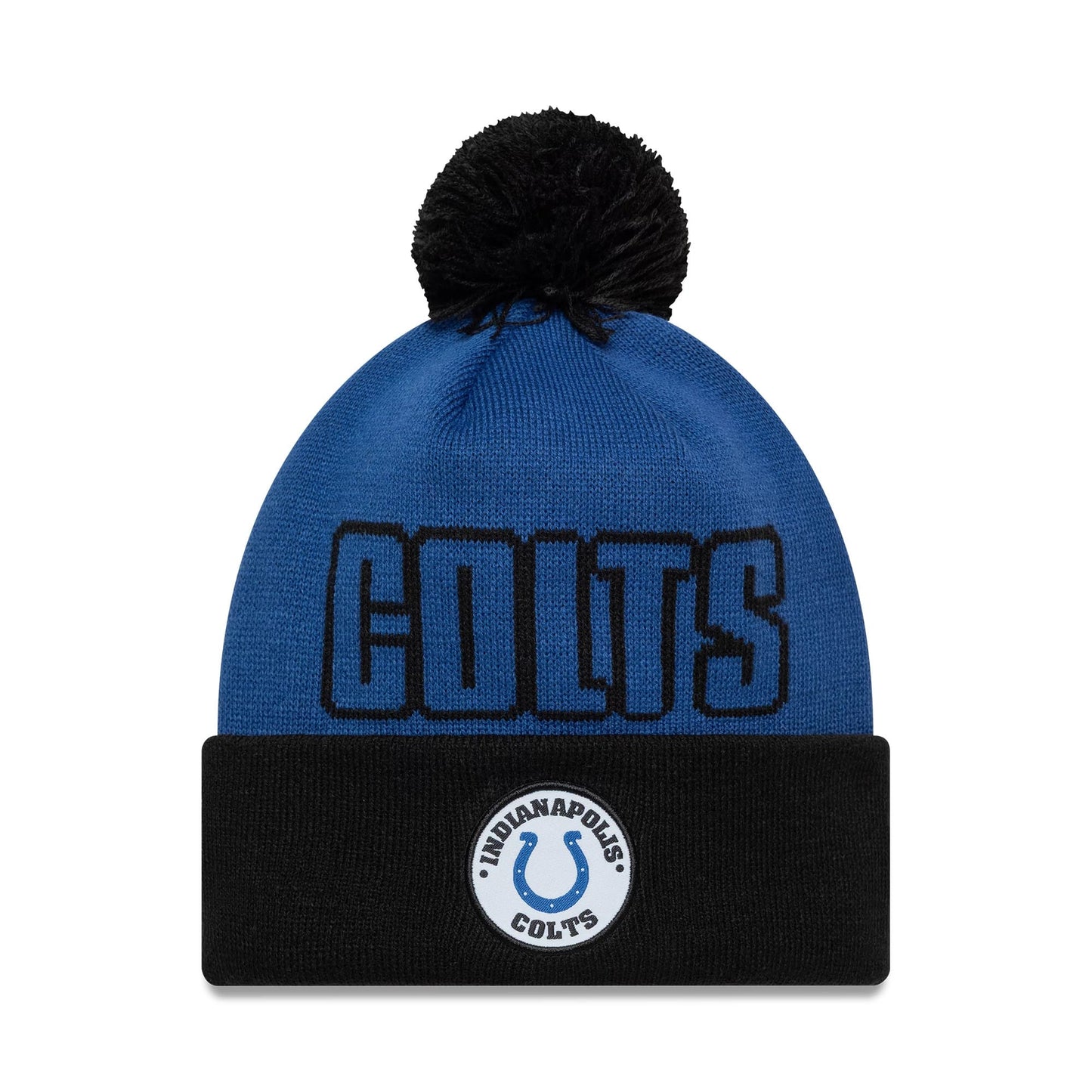 Pictured is this NFL International Series Games 2026 London Indianapolis Colts Cuff Knit Beanie hat in blue. 1