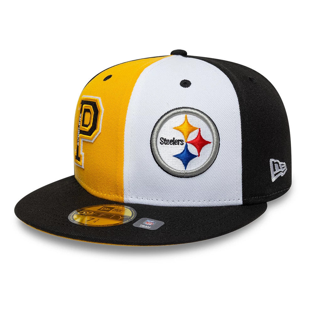 Pictured is this NFL International Games Pittsburgh Steelers 59FIFTY Fitted cap in black. 1