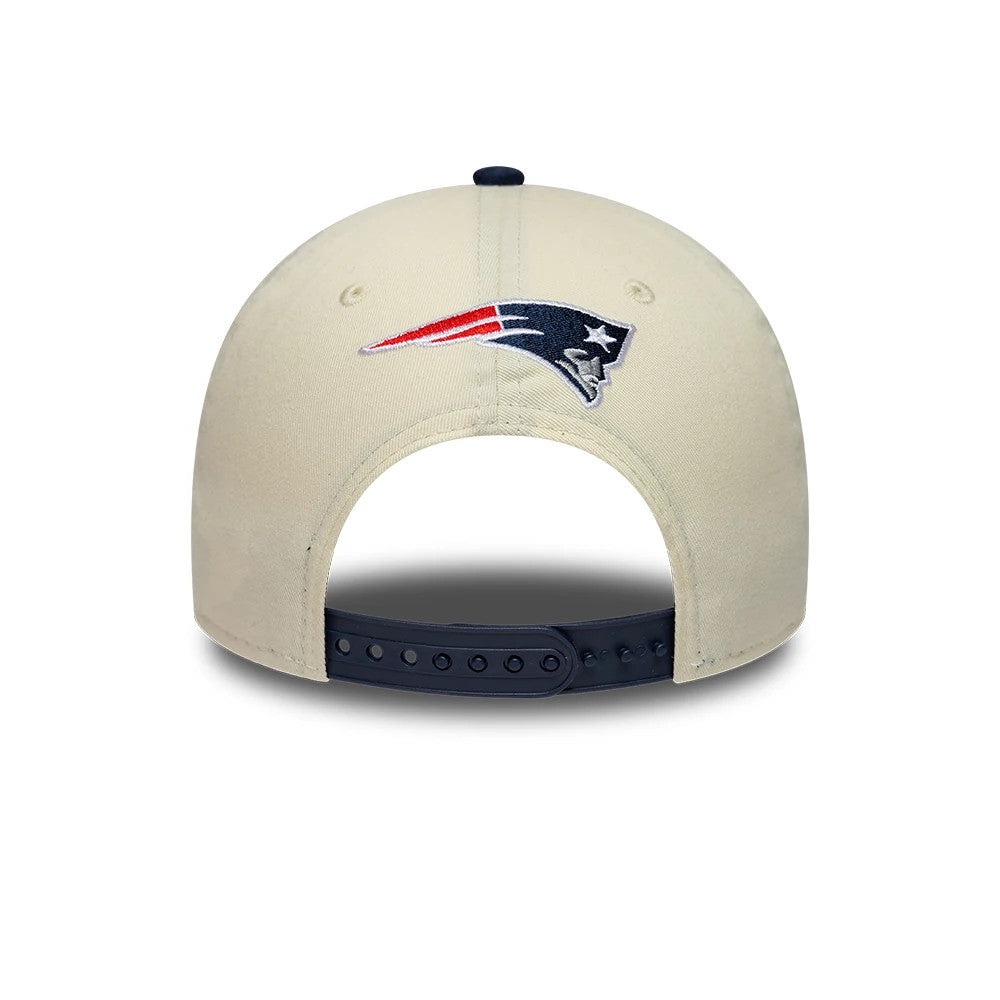 Pictured is this NFL International Series Games 2026 Munich New England Patriots 9FORTY M-Crown cap in white & dark blue. 5