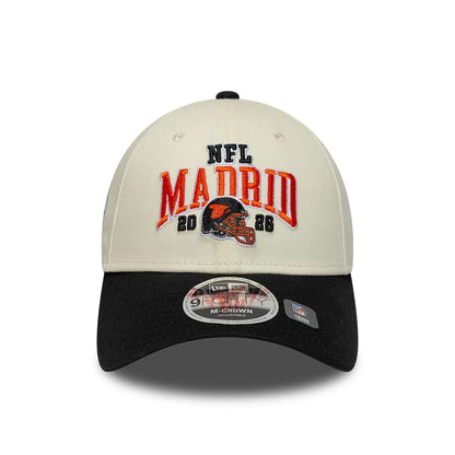 Pictured is this NFL International Series Games 2026 Madrid Cincinnati Bengals 9FORTY M-Crown cap in white & black. 2