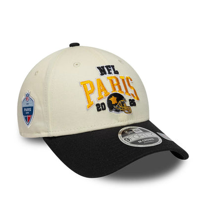 Pictured is this NFL International Games 2026 Paris Pittsburgh Steelers 9FORTY M-Crown cap in white & black. 1