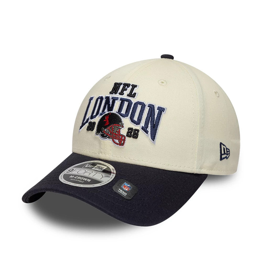 Pictured is this NFL International Games 2026 London Houston Texans 9FORTY M-Crown cap in white & black. 3