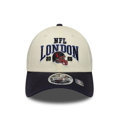 Pictured is this NFL International Games 2026 London Houston Texans 9FORTY M-Crown cap in white & black. 2