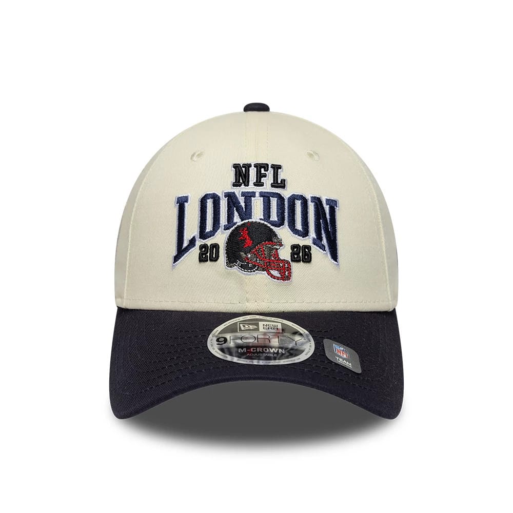 Pictured is this NFL International Series Games 2026 London Houston Texans 9FORTY M-Crown cap in white & black. 2