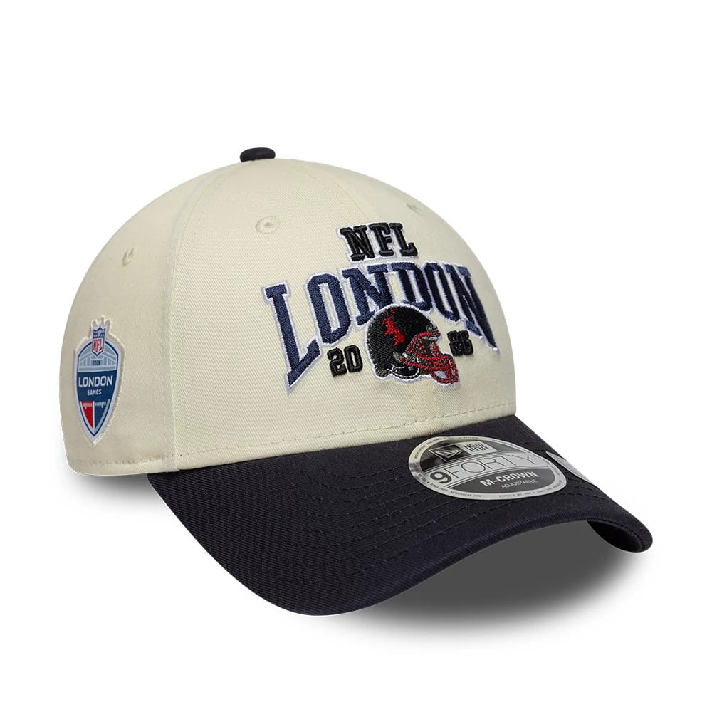 Pictured is this NFL International Series Games 2026 London Houston Texans 9FORTY M-Crown cap in white & black. 1
