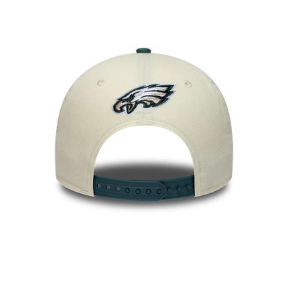 Pictured is this NFL International Series Games 2026 London Philadelphia Eagles 9FORTY M-Crown cap in white & dark green. 5