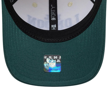Pictured is this NFL International Series Games 2026 London Philadelphia Eagles 9FORTY M-Crown cap in white & dark green. 7