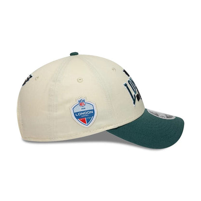 Pictured is this NFL International Series Games 2026 London Philadelphia Eagles 9FORTY M-Crown cap in white & dark green. 6
