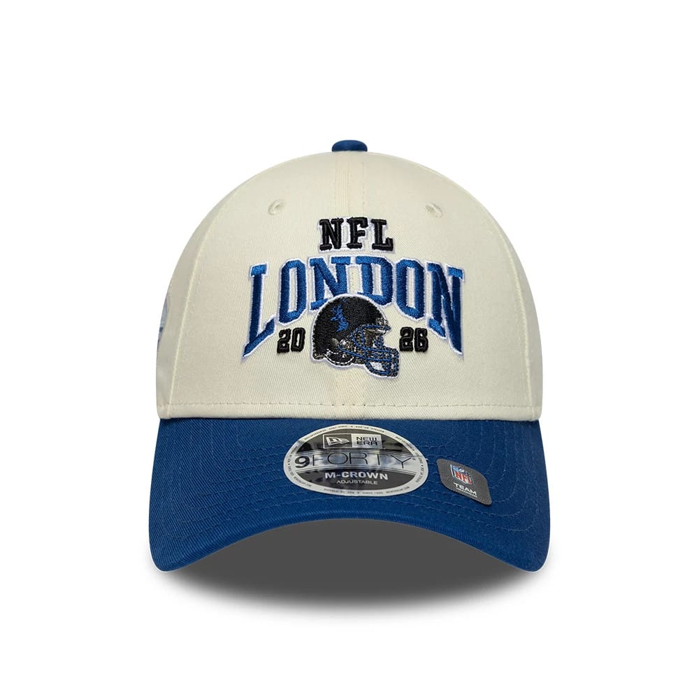 Pictured is this NFL International Series Games 2026 London Indianapolis Colts 9FORTY M-Crown cap in white & blue. 2