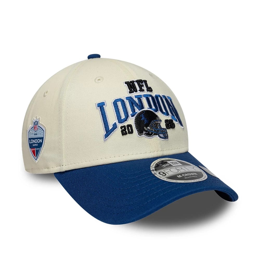 Pictured is this NFL International Series Games 2026 London Indianapolis Colts 9FORTY M-Crown cap in white & blue. 1