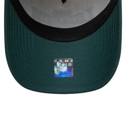 Pictured is this NFL International Series Games 2026 London Philadelphia Eagles 9FORTY A-Frame Trucker cap in dark green. 7