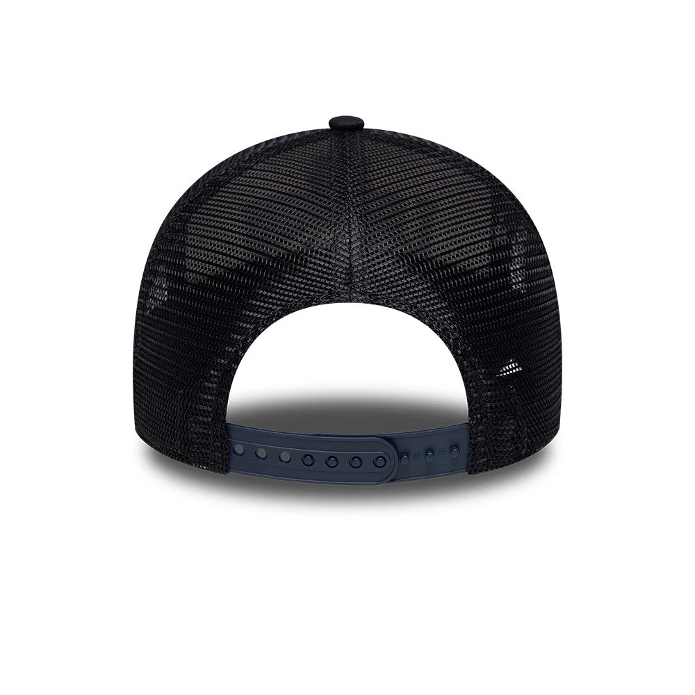 Pictured is this NFL International Games 2026 London Houston Texans 9FORTY A-Frame Trucker cap in navy. 5