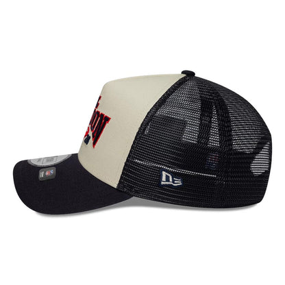 Pictured is this NFL International Series Games 2026 London Houston Texans 9FORTY A-Frame Trucker cap in navy. 4