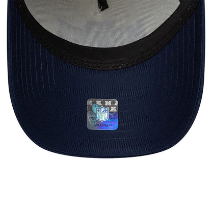 Pictured is this NFL International Series Games 2026 Munich New England Patriots 9FORTY A-Frame Trucker cap in dark blue. 7
