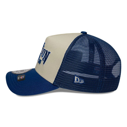 Pictured is this NFL International Series Games 2026 London Indianapolis Colts 9FORTY A-Frame Trucker cap in blue. 6