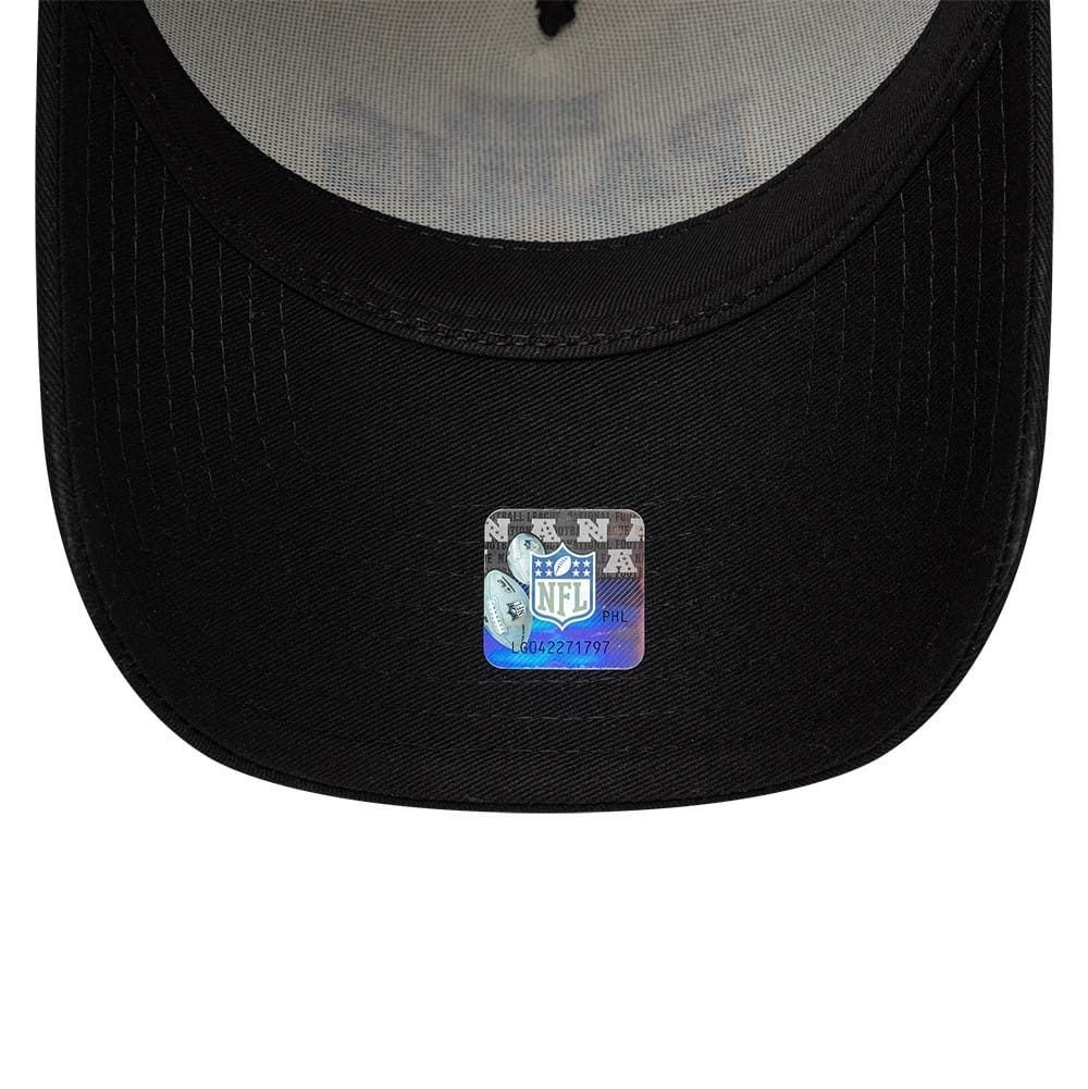 Pictured is this NFL International Series Games 2026 Paris Pittsburgh Steelers 9FORTY A-Frame Trucker cap in black. 7