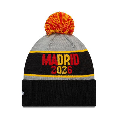 Pictured is this NFL International Series Games 2026 Madrid Cincinnati Bengals VS Atlanta Falcons Dueling Logos Cuff Knit Beanie hat in black. 2