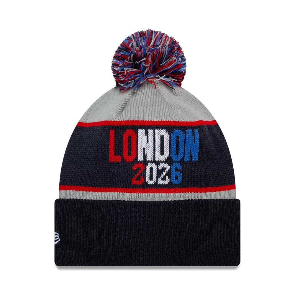 Pictured is this NFL International Series Games 2026 London Indianapolis Colts VS Washington Commanders Dueling Logos Cuff Knit Beanie hat in navy. 2