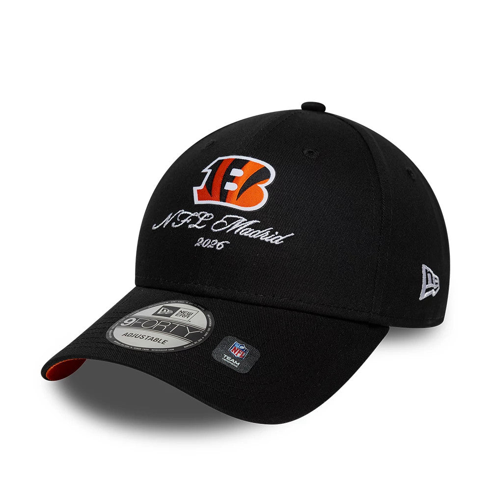 Pictured is this NFL International Series Games 2026 Madrid Cincinnati Bengals 9FORTY cap in black. 4