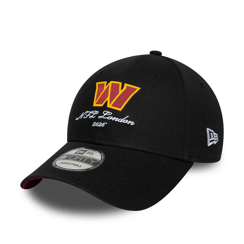Pictured is this NFL International Series Games 2026 London Washington Commanders 9FORTY cap in black. 4
