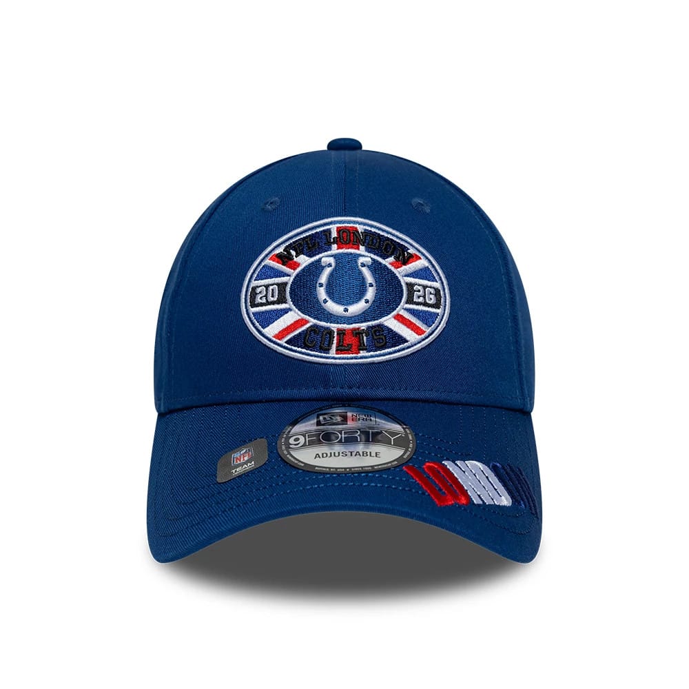 Pictured is this NFL International Series Games 2026 London Indianapolis Colts 9FORTY cap in blue. 2