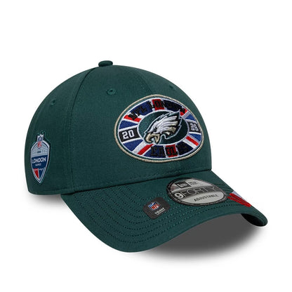 Pictured is this NFL International Series Games 2026 London Philadelphia Eagles 9FORTY cap in dark green. 1