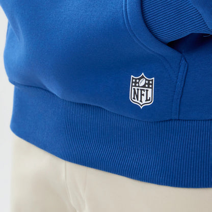 The model is wearing this NFL International Games 2026 Indianapolis Colts Pullover Hoodie in blue. 4