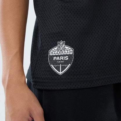 The model is wearing this NFL International Games 2026 Pittsburgh Steelers Mesh Jersey in black. 4