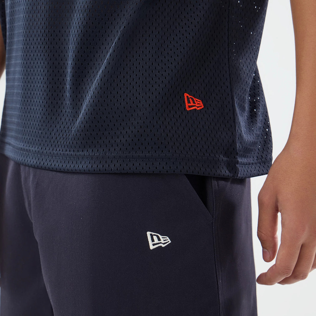 The model is wearing this NFL International Games 2026 Houston Texans Mesh Jersey in navy. 5