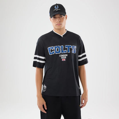 The model is wearing this NFL International Games 2026 Indianapolis Colts Mesh Jersey in black. 1