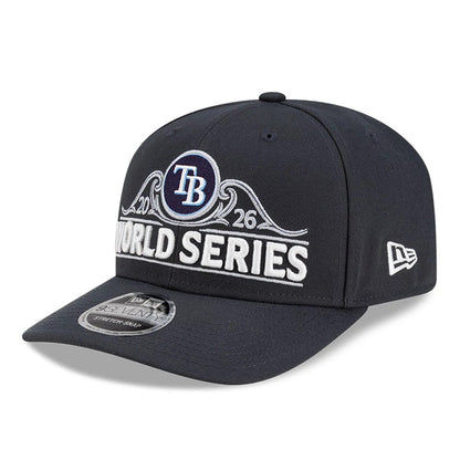 Pictured is this Tampa Bay Rays MLB American League Championship Series 2026 9SEVENTY Stretch Snap Adjustable cap in charcoal. 1