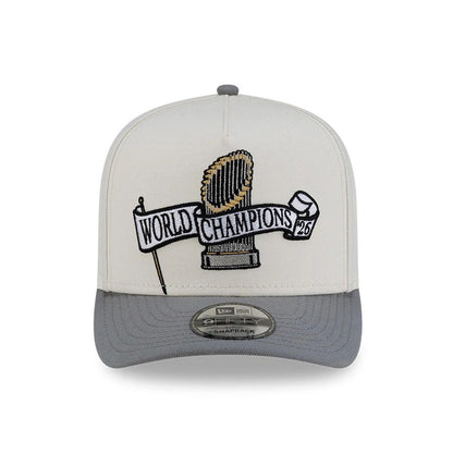Pictured is this Milwaukee Brewers MLB Parade 2026 White & Grey 9FIFTY A-Frame Snapback adjustable cap. 3