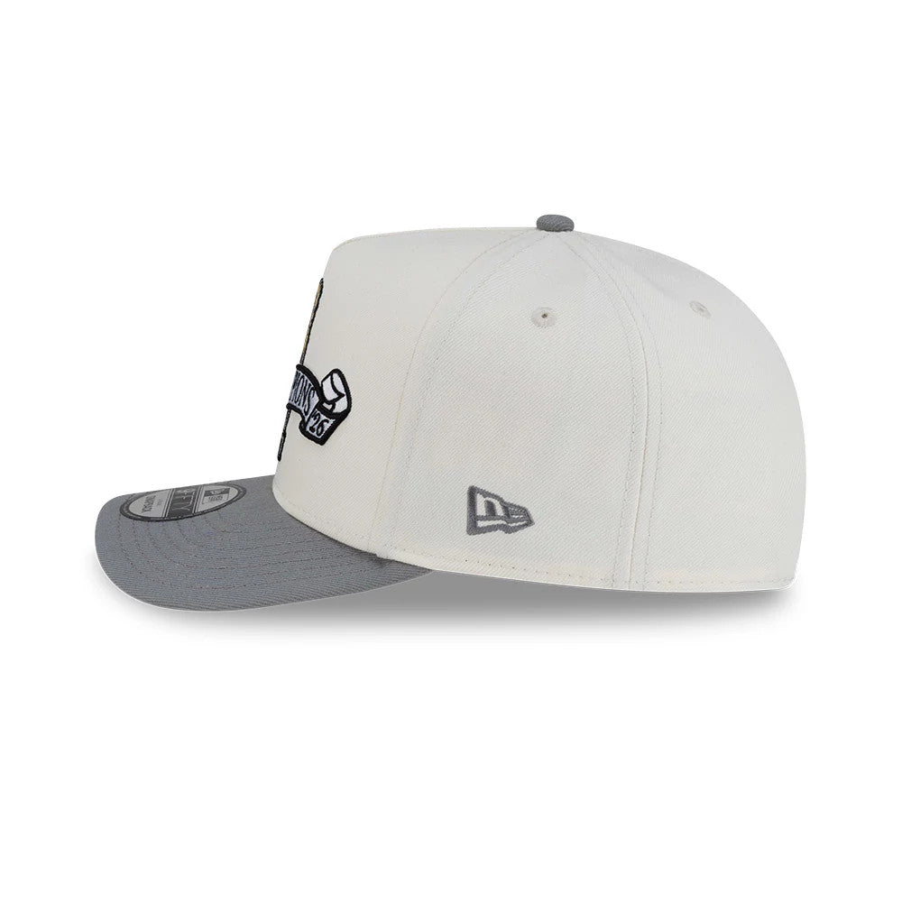 Pictured is this Milwaukee Brewers MLB Parade 2026 White & Grey 9FIFTY A-Frame Snapback adjustable cap. 5