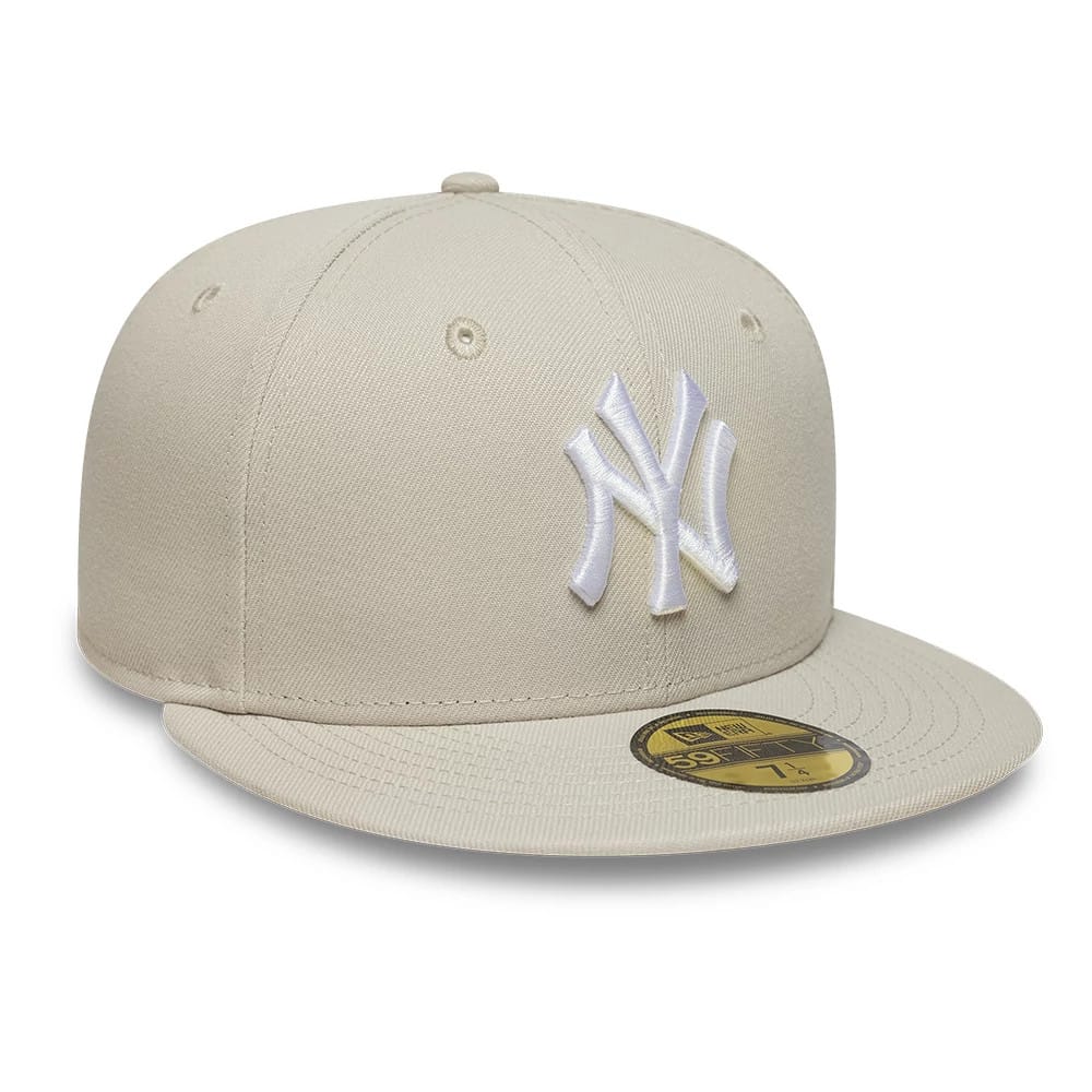 Pictured is this MLB New York Yankees 59FIFTY Fitted cap in light beige. 4