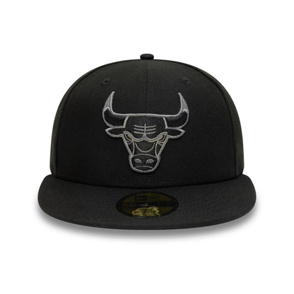 This is a Chicago Bulls NBA Black 59FIFTY Fitted Cap 2
