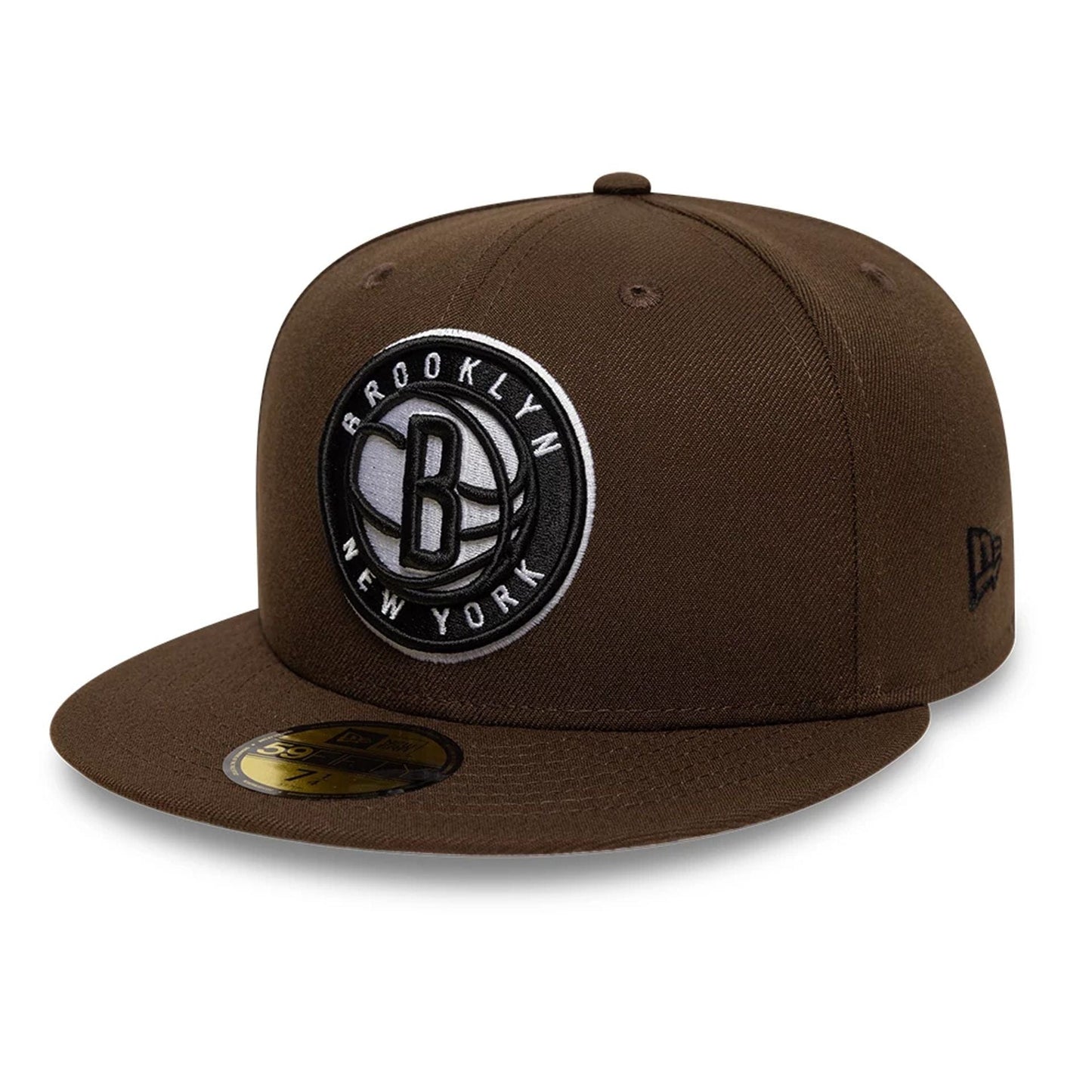 This is a Brooklyn Nets NBA Dark Brown 59FIFTY Fitted Cap 1