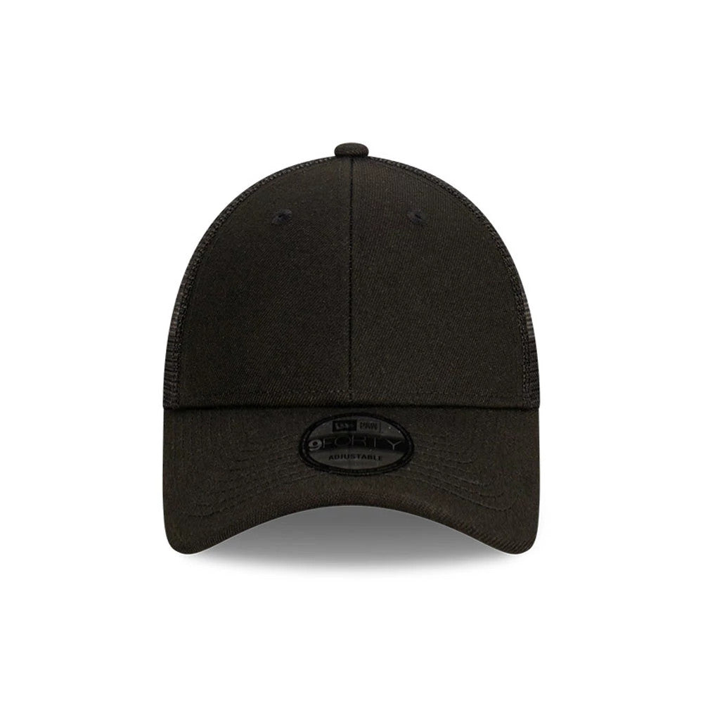 This is a New Era Blank Black 9FORTY Trucker Cap 2