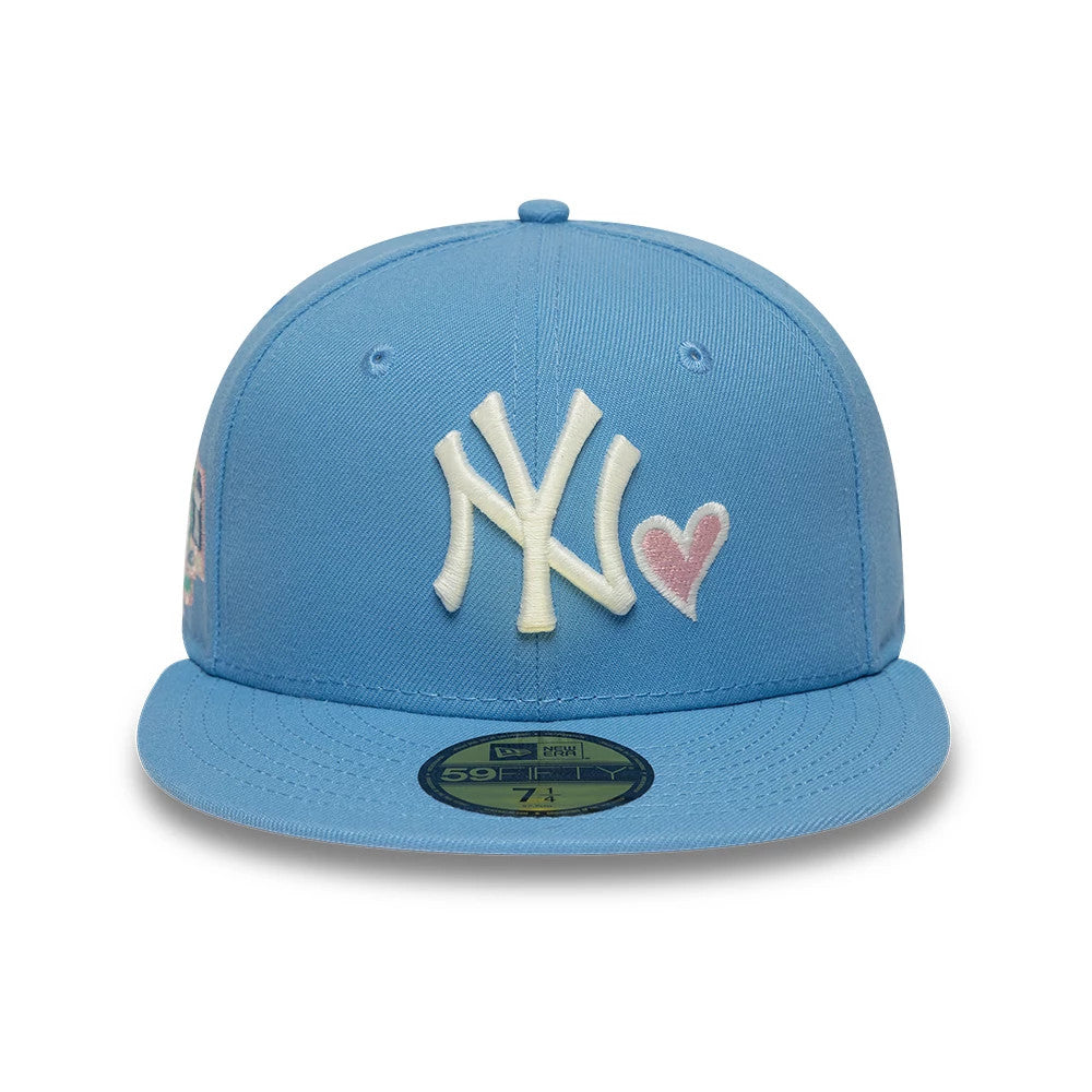 Pictured is this MLB Heart New York Yankees 59FIFTY Fitted cap in pastel blue. 3