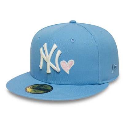Pictured is this MLB Heart New York Yankees 59FIFTY Fitted cap in pastel blue. 4