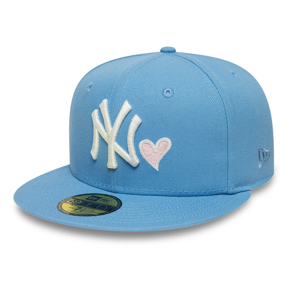 Pictured is this MLB Heart New York Yankees 59FIFTY Fitted cap in pastel blue. 4